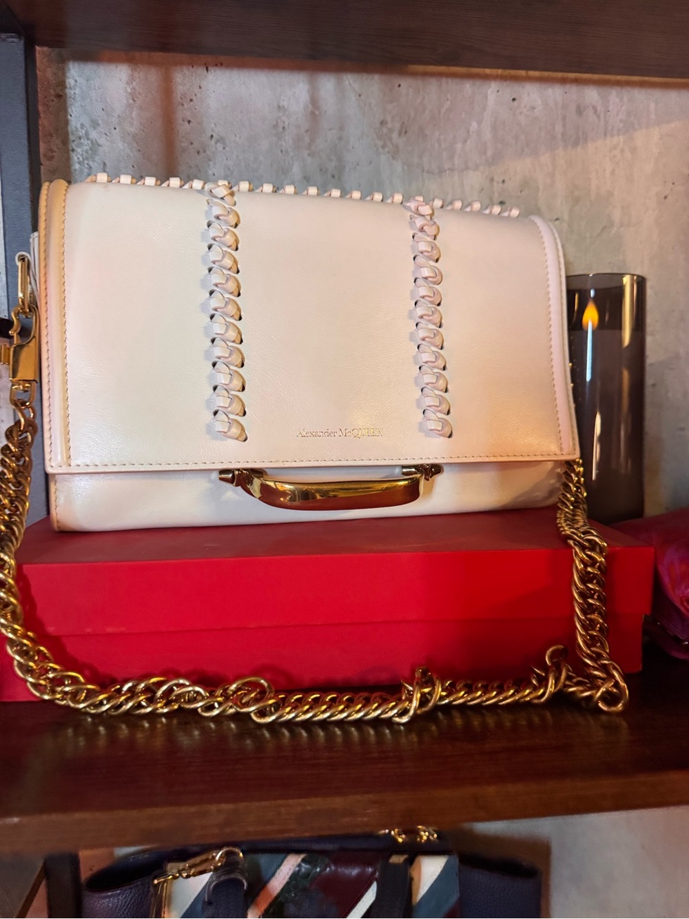 Alexander McQUEEN The Story Cream Leather Chain Shoulder Bag NWT & DUSTBAG